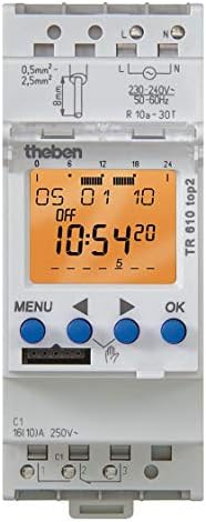 Theben Electronic Timer, 10 Amps, 12/24VUC Voltage, Operation Mode: 7 Days, Number of Channels: 1 - TR-610-TOP-2-12/24V