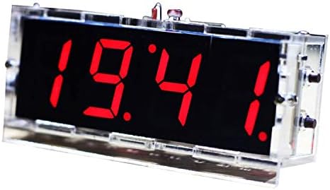 Gearwoo 4-Digital DIY Clock Kits, LED Talking Clock Without Speaker, PCB for Soldering Practice Learning Electronics +Transparent Case+ English Instructions, CR1220/CR1216 Batteries are NOT Included