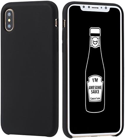 Felico Case Comatible iPhone Xs/iPhone X Liquid Silicone Slim Case [Flexible] Gel Rubber Shockproof Cover Soft Microfiber Cloth Lining Cushion Apple iPhone X iPhone Xs 5.8" Black