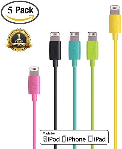 KewlKit Color Your World [Apple MFi Certified] 3.3 Ft / 1M Lightning USB Charger and Sync Cable for iPhone 6s plus / 6 Plus / 5 / 5s, iPad Pro Unique Rainbow Colorful Cord