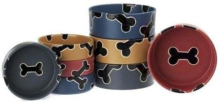 Petrageous Designs Slicker Bones 7" Pet Bowl, Lapis Blue &amp; Garnet