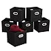 MAX Houser Fabric Storage Bins Cubes Baskets Containers with Dual Plastic Handles for Home Closet Bedroom Drawers Organizers (Black)