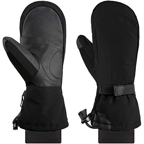 Andake Ski Mittens Gloves Women 90% Down Mittens Cold Weather Waterproof Winter Snow Gloves for Skiing Snowboarding Black L/XL - Thumbnail 7