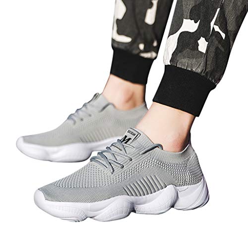 Mens Mesh Breathable Running Sneakers Lightweight Walking Shoes Fitness Lace-Up Athletic Shoes Tennis Racquet Sports Shoes (Gary, 45) - Thumbnail 2