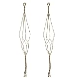LJY 2-Pack Plant Hanger Macrame Jute 4-Leg without Hoop for Indoor Outdoor Balcony Ceiling Patio Deck Round & Square Pots (Total Length 95cm / 37.4in)