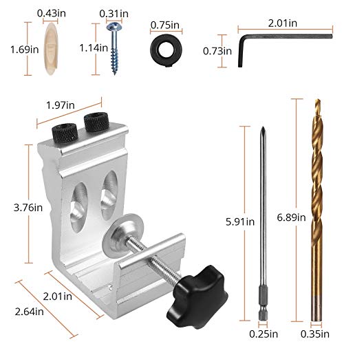 Pocket Hole Jig Kit Kamtop Aluminum Pocket Hole Jig Kit 77PCS