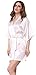 JOYTTON Women's Wedding Party White Satin Kimono Robe with Gold Glitter Bride