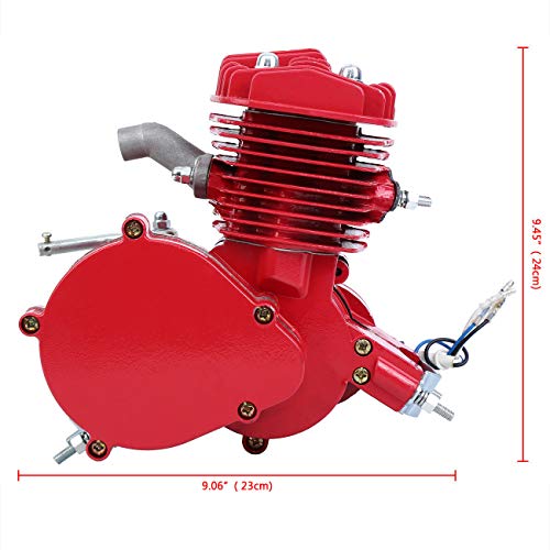 Sange 2 Stroke Pedal Cycle Petrol Gas Motor Conversion Kit Air Cooling Motorized Engine Kit for Motorized Bike (80cc Red)
