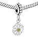 Third Time Charm Dangle Daisy Charm With Yellow Flower Beads Fits European Charm Bracelet