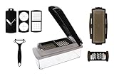 FEROS 8-In-1 Vegetable Chopper Mandoline Slicer: Slice, Chop, Dice, Shred and Grate Fruits and Vegetables for One-Stop Soup and Salad Prep - Holds 6.25 Cups - Stainless Steel Vegetable Cutter
