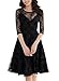MissMay Women's Vintage Floral Lace Net 3/4 Sleeve Sexy Swing Dress