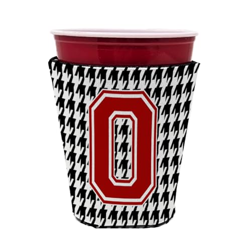 Caroline's Treasures CJ1021O-RSC Houndstooth Letter O Red Cup Hugger Cup Cooler…