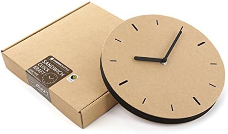 thehaki Sandwich Clock 9" Neutral Color Silent Quartz Non-Ticking Simple Light Paper Wall Clock (230L, Kraft)