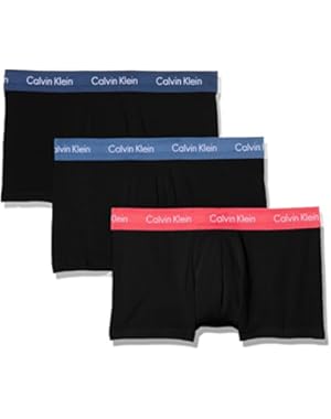 Calvin Klein 3-Pack Low-Rise Men's Boxer Trunks, Black with red/blue