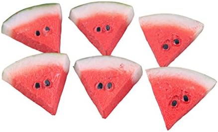 Transcend11 Pack of 6 Simulated Watermelon Slices Artificial Lifelike Fake Fruits Party Market Display Kids Toy Home Kitchen Decoration Gift Photography Props