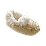 Childrens Toddlers Little Girls Faux Fur Lined Moccasin Slippers