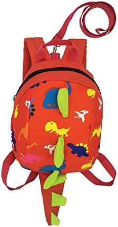 Kids Cute Dinosaur Toddler Anti-lost Backpack With Leash for 1-3 Year old child (Red)