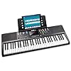 RockJam Compact 61 Key Keyboard with Sheet Music Stand, Power Supply, Piano Note Stickers & Simply Piano Lessons