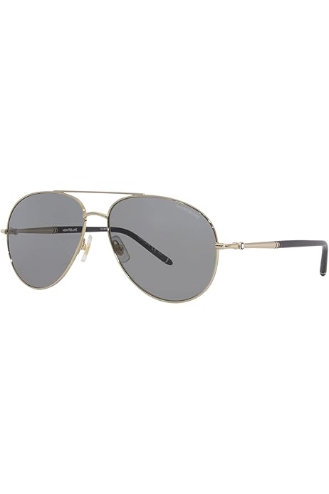 Amazon.com: MONTBLANC Mens Silver Silver Silver Aviator Sunglasses 