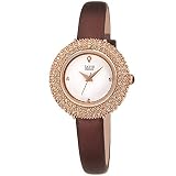 Burgi Swarovski Colored Crystal Watch - A Genuine Diamond Marker - Slim Leather Strap Elegant Women's Wristwatch - Mothers Day Gift - BUR240BR (Brown)