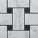 Bianco Carrara White Marble Honed Basketweave Mosaic Tile with Black Dots - 6
