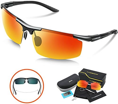 Wobiger Polarized Sports Sunglasses for Men Women Driving Fishing Cycling Running Golf Al-Mg Metal Frame Ultra Light Unbreakable Wayfarer Outdoor Sport Glasses UV Protection