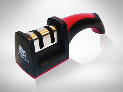 2-Stage Knife Sharpener Professional System - The Best Knife Sharpener for Sharpening Stainless Steel Blades - Comfortable Chef Grip - The Best Selling Sharpener Tool by Kitchen Viking