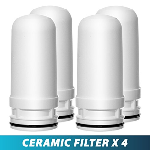 iSpring Ceramic Replacement Cartridge for LittleWell Faucet Mount Water Filters, 4 Pack