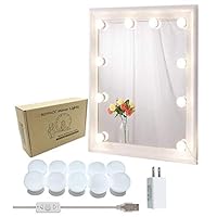 ROYFACC Vanity Mirror Light Kit for Makeup Hollywood Style with 10 LED Mirror Lights Bulbs, Brightness Dimmable, US Plug, Mirror Not Include