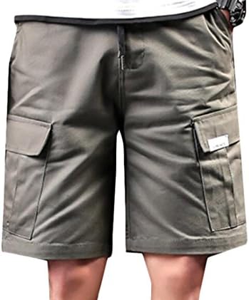 Earnest Men's Cotton Beach Pockets Camo Print Cargo Shorts Army Green XS