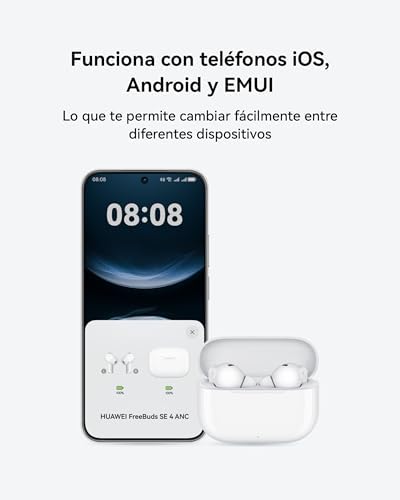 FreeBuds SE 4 ANC, auscultadores Bluetooth sem fios, bateria de 50 horas, cancelamento de ruído multimodo para deslocações e escritório, 4.3G leve, chamadas Bluetooth