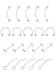 Mudder 20 Pieces Clear Nose Stud Eyebrow Ring Acrylic Lip Bar Labret Retainer for Body Jewelry Piercing, Multi-shapes
