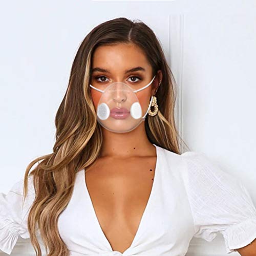 WFeieig Novelty Clear Face Covering,Super Stretchy Earloop Transparent Mouth Bandanas with Valve,Stylish and Simple