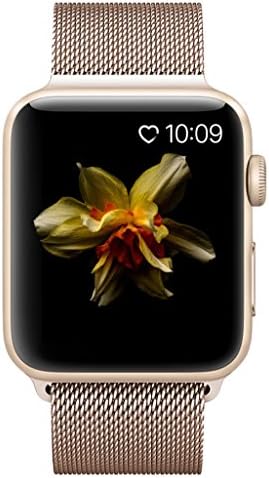 Lelong for Apple Watch Band,Milanese Loop Fully Magnetic Clasp Stainless Steel Mesh iWatch Band for Apple Watch Series 3 Series 2 Series 1 Sport &amp; Edition- 38mm Gold