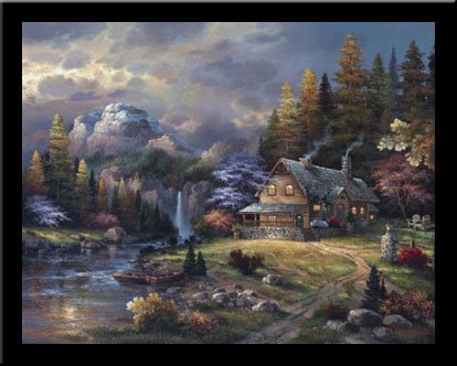Mountain Hideaway Mountain Cabin Stream Art Framed Print James