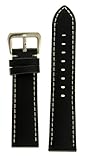 JP Leatherworks Men's M120 22mm Panerai Style Leather Black Watch Band