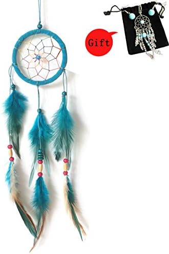 iPhyhe Handicraft Dream Catcher with Natural Bird Feathers and Beads (Free Gift of Necklace &amp; Earrings) NO.35