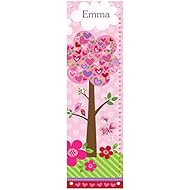 Personalized Growth Chart for Baby Girl, Height Ruler, Pink Nursery DÃ©cor, Flowers and Hearts