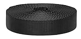 Strapworks Colored Flat Nylon Webbing - Strap for Arts and Crafts, Dog Leashes, Outdoor Activities – 1.5 Inches x 20 Yards, Black