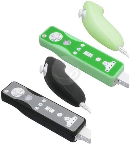 4 Piece Value Combo Pack of Premium Protective Silicone Skin Cover Case for Nintendo Wii Remote Controller and Nunchuck, Green & Black