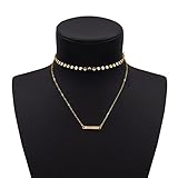 Geerier Layered Gold Disc Choker Pendant Bar Choker Necklace