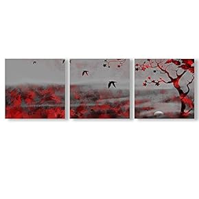 Canvas Wall Art Abstract Cloud Tree Pictures Home Wall Decorations for Bedroom Living Room Oil Paintings Canvas Prints Framed - 12"x12"x3 Panels