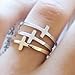 Beauniq Solid Sterling Silver Rhodium Plated Sideways Cross Ring, size 6