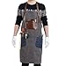 Flipzon Work Apron for Men Women Heavy Duty Canvas Mens Apron Shop Apron for Woodworking Barber Blacksmith Carpenter Barista with Leather Pockets,Cross-Back Straps Design,Adjustable S to XXXL (Grey)