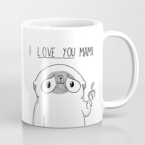 LVYZIHO Mug - PUG Mochi - I love you mami Ceramic Coffee Mug White - Funny Wine Mug - 11OZ Coffee Mug - Perfect for Wedding, Mothers Day, Fathers Day or Friends