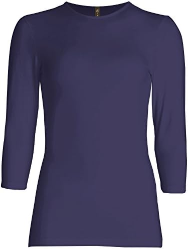 3/4 Sleeve Crew Neck Cotton T-Shirt for Women - Relaxed Fit - Base Layering Top