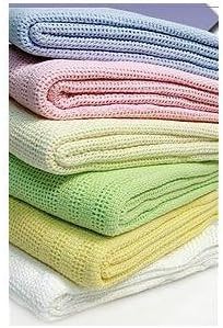 Premium Quality 100% Cotton Cellular Blanket,to Fit (Pram/Cot/Cotbed),Made in EU (COT (100 X 150CM), Pink)