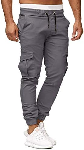 Men's Sweatpants Casual Elastic Running Jogger Athletic Pants Solid Pockets Drawstring Training Pants