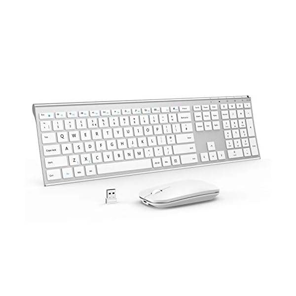 Wireless-Rechargeable-Keyboard-Mouse-Jelly-Comb-KUS015F-24G-Full-Size-Ultra-Slim-Keyboard-Mouse-Set-Combo-QWERTY-UK-Layout-for-PC-Computer-Laptop-Silver-and-White Wireless Rechargeable Keyboard Mouse, Jelly Comb KUS015F 2.4G Full Size Ultra Slim Keyboard & Mouse Set Combo QWERTY UK…