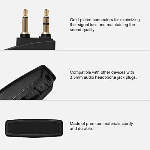 Lenink 2 Pack Generic Airline Airplane Flight Headphone Adapter Converter Compatible with Bose QC2 QC3 QC15 QC20 QC25 AE2 Headphones,Aviation Plugs to 3.5mm Jack